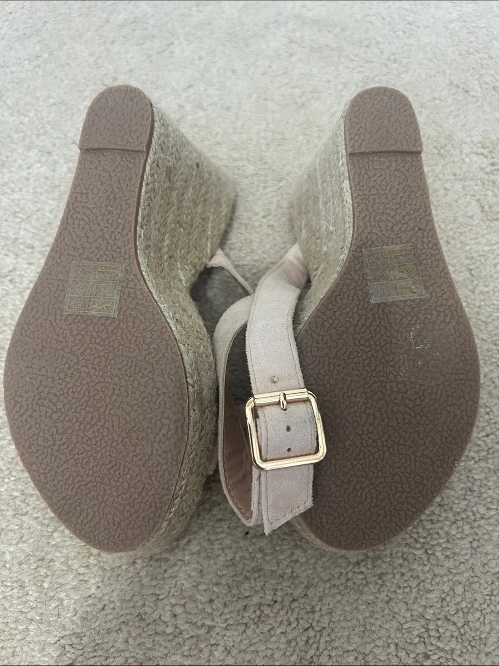 Allegra K Suede Espadrille Wedge Chunky Sandals size 7 beige NWT platform sandal